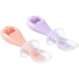 Ложечки BabyOno силіконові 2 шт. персикова та фіолетова (784/01)