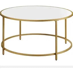 Журнальный столик Leobert Oskar круглый с мраморной столешницей золото