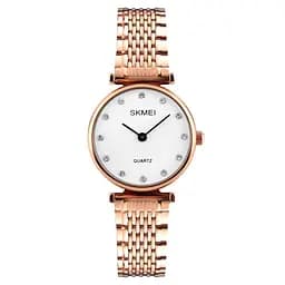 Жіночий класичний годинник Skmei 1223 Shell (Рожеве золото з білим циферблатом)