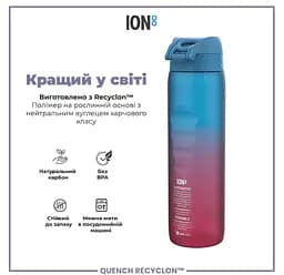 Пляшка для води ION8 1000 мл BPA Free Times To Drink (ЕКО пляшка) Blue &amp; Pink (I8RF1000PBPMOT) - мініатюра 6