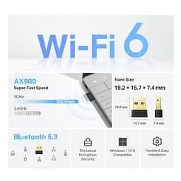 Адаптер WiFi Archer TX10UB nano AX900, USB, BT5.3 TP-Link teh0017378 - мініатюра 8