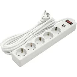 Мережевий фільтр живлення PowerPlant 5м, 5 розеток, USB 2.1A (JY-1056U/5) (PPSA10M50S5U)