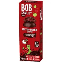 Яблучно-вишневі цукерки Bob Snail у чорному шоколаді 30 г