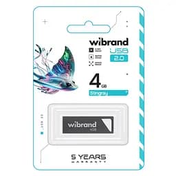 USB флеш накопичувач Wibrand 4GB Stingray Grey USB 2.0 (WI2.0/ST4U5G) - мініатюра 2