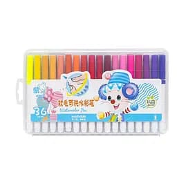 Фломастер - пензлик "Water color pen" 36 кольорів Bambi 228-36 у пластиковому боксі Синій