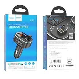 Адаптер автомобільний HOCO Fast car BT FM transmitter E62 2USB і 1Type-C 20W - мініатюра 2