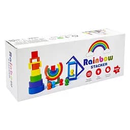 Деревянная игрушка "Радуга-балансир" Bambi C15025, 27 разноцветных фигур