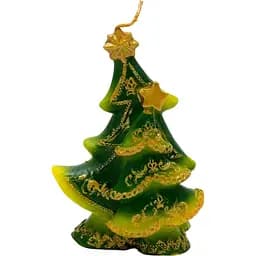 Декоративная новогодняя свеча Devilon Елка 10х3.7х12.5 см зеленая (791309)