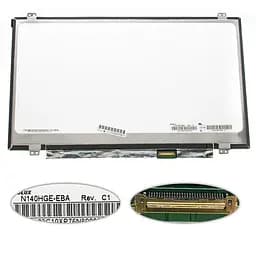Матриця 14.0 N140HGE-EBA 1920х1080, 30pineDP, 220cd/m2 , LED, SLIM вертикальні вушки, матова, роз'єм праворуч знизу для ноутбука