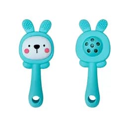 Силиконовый прорезыватель-погремушка "Зайка" Mega Zayka MGZ-0427(Turquoise)