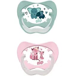 Пустушка Nip Моя сім'я №3 слоник/лисичка 2 шт. (38680-51)