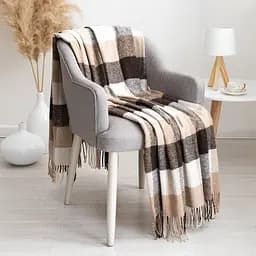 Плед вовняний Vladi Палермо 140x200 біло-бежево-коричневий 8 (1176)