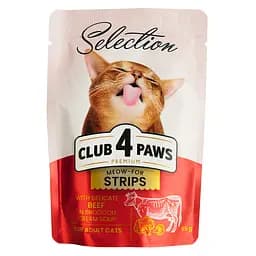 Вологий корм для котів Club 4 Paws Premium смужки з яловичиною в крем супі з броколі 85 г (B5632101)