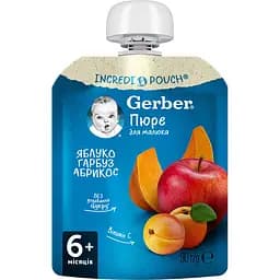 Пюре Gerber Pouch Яблуко з гарбузом і абрикосом  630 г (7 шт. х 90 г) - мініатюра 2