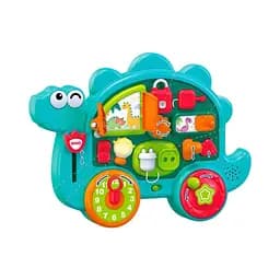 Развивающая игрушка-бизиборд RJ6825 Динозавр со светом, звуком, музыкой, часами, розеткой