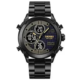 Мужские наручные часы на стальном браслете Skmei 1975 (Черные)