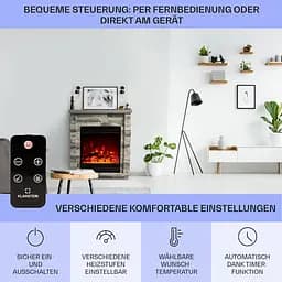 Електричний камін Klarstein Lienz 1800 Вт 30 м² (10034123) - мініатюра 2