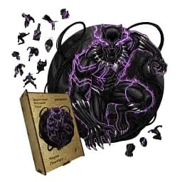 Дерев'яний фігурний пазл Чорна Пантера, А2, Дерев'яна коробка 300+ елементів