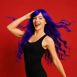 Перука кучерява довга рівний зріз з термоволокна 80 см фіолетовий