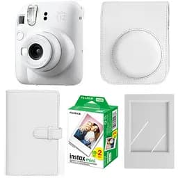 Набір камера Fujifilm Instax Mini 12, Фотопапір 20шт, Чохол, Фотоальбом 108 фото, Фоторамка Білий