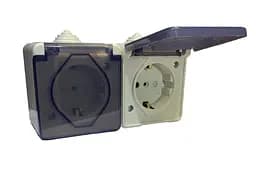 Розетка подвійна із заземленням пило-вологозахищена Lumano AQUA накладна 16А IP44 (19379)