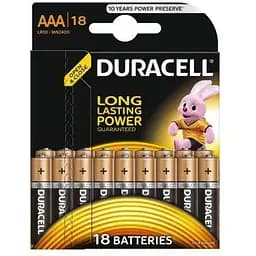 Батарейка AAA (LR03), лужна, Duracell Duralock Basic, 18 шт, 1.5V, (MN2400 18BL)