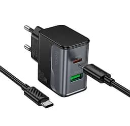 Сетевое зарядное устройство Hoco CS71A Star Speed ​​PD20W+QC3.0 charger set(Type-C to Type-C)(EU) Черный