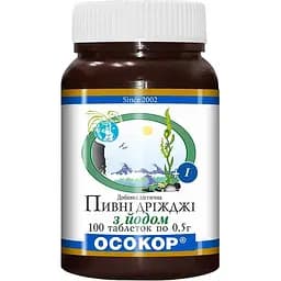 Дрожжи пивные Осокор с йодом 0.5 г 100 таблеток