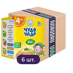 Упаковка сока Чудо-чадо Яблоко-абрикос + Яблоко + Яблоко-персик + Яблоко-груша 4.8 л (4 шт. по 200 мл x 6 шт.)