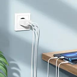 Зарядний пристрій Hoco C103A 2 USB білий з кабелем Lightning - мініатюра 4