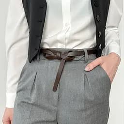 Ремень-узел кожаный темно-коричневый женский HC-1502 (115-120 см)