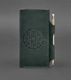 Кожаный женский тревел-кейс 3.0 зеленый с мандалой