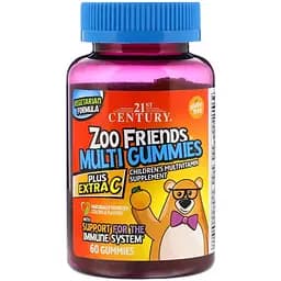 Мультивітаміни для дітей 21st Century Zoo Friends Multi Gummies Plus Extra C 60 шт.