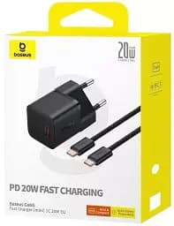 Мережевий зарядний пристрій Baseus GaN5 Fast Charger (Xiaomini) Type-C 20W + Cable Type-C to Type-C P10110900113-00 Black - мініатюра 7