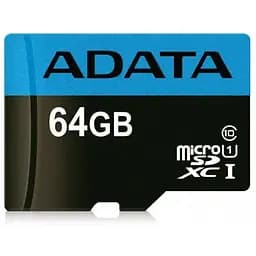 Карта памяти Adata microSDXC (UHS-1) Premier 64Gb Class 10 A1 (R-100Mb/s) (adapter SD)