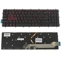 Клавіатура для ноутбука DELL (Inspiron: 7566, 7567) rus, black, без фрейма, підсвічування клавішRED
