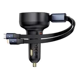 Автомобільний зарядний пристрій Baseus Enjoyment Pro Car Charger C+Retractable C & iP Cable 60W Cluster чорний