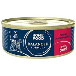 Повнораціонний консервований корм Home Food для дорослих котів Паштет з яловичиною 85 г