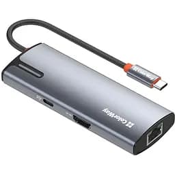 Порт-репликатор ColorWay Docking Station USB-C 6-в-1 Type C PD 100W/USB3.0х3/HDMI 4К/RJ45 (CW-HUB02)