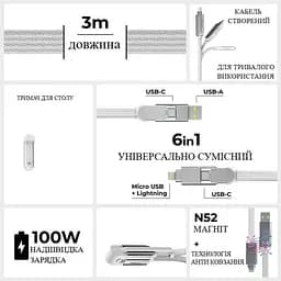 Кабель Rolling Square inCharge XL 3 м білий (XLL02R) - мініатюра 7