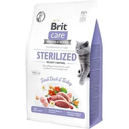 Сухой корм для стерилизованных котов и котов с избыточным весом Brit Care Cat GF Sterilized Weight Control со свежей уткой и индейкой 0.4 кг