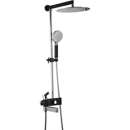 Душова система Gappo G2481, вилив - перемикач на лійку, чорний/хром, Чорний матовий