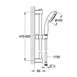 Душовий гарнітур Grohe QuickFix Vitalio Start 100 26032000, Хром - мініатюра 2