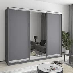 Шкаф-купе трехдверный MebelStar Комбо AL 2ДСП/Зеркало 250x45x210 см Антрацит (MBS-3205)