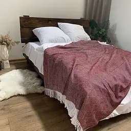 Плед бавовняний Vladi Валенсія Паркет 140х200 біло-бордовий