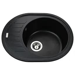 Кухонна мийка гранітна Globus Lux Arno чорний металік 620x500мм-А0001, Чорний
