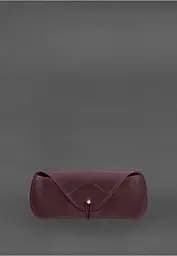 Кожаный чехол для очков с клапаном на резинке Бордовый Crazy Horse