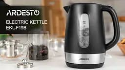 Електрочайник Ardesto EKL-F19B, чорний, 2200W, 1.7 л, дисковий, пластиковий корпус, індикатор рівня води, підсвічування, - мініатюра 2