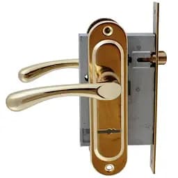 Замок врізний дверний з ручками на планці комплект FZB 55 мм ВК-13110 PB (золото)