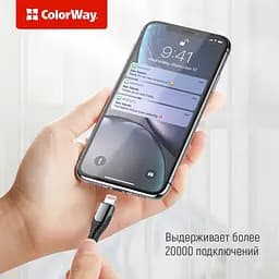 Кабель ColorWay USB-C - Lightning (M/M), PD Fast Charging, 3 А, 1 м, Grey (CW-CBPDCL033-GR) - мініатюра 3